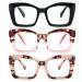 KoKoBin Oprah Oversized Square Reading Glasses with Spring Hinges for Computer Black / Pink Leopard / Pink 2 Diopters
