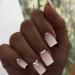 Milky White Gradient Pink Rhinestone Press on Nails - 24Pcs Medium Length False Acrylic Nails for Women & Girls | Glossy Finish & Easy to Apply - Buy Online on GoSupps.com