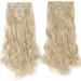 Silk-co 17 Bleach Blond Clip in Hair Extensions - 100% Synthetic Long Curly Wavy Hairpieces (8pcs) - Full Head Coverage - Buy Online on GoSupps.com