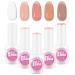 Jelly White Nude Orange Cinnamon Brown Gel Nail Polish Set Soak Off Nail Art Manicure Pedicure for Professional Drying Under UV LED Lamp for Women Party Salon