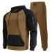 Hanxiulin men's training suit adjust jogging men polyester suit sweatshirt fitness jogging suits sports clothing men jogging suit sweatshirt pants khaki l