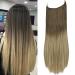 Light Brown To Light Blonde Halo Hair Extensions Straight Secret Wire Headband Long Synthetic Hairpieces 22 Inch 4.4 Oz for Women Heat Friendly Fiber No Clip OMGREAT 22Inch&Straight Light Brown To Light Blonde #2