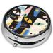 Cute Artistic Cat Portable Metal Pill Box | 3-Compartment Travel Storage | Mini Round Design for Small Pills | Hinged Fastening | Black - Buy Online on GoSupps.com