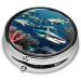 Sharks Under The Sea Round Pill Box - 3 Compartment Travel Organizer Portable Pill Box for International Shipping - Buy Online on GoSupps.com