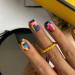 Mosaic Press on Nails Short Square Fake Nails with Glue on Nails Colorful Full Cover Reusable Acrylic Matte False Nails Design Coffin Artificial Nails Stick on Nails for Women Manicure Decoration