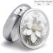 Buy Round Pill Box with White Flower Print - 3 Compartment Decorative Metal Pill Organizer - Portable Pocket Pill Case - Perfect for Travel - Style-38 - Buy Online on GoSupps.com