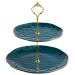 SHAOHUASC European Ceramic Double-Layer Skewer Plate Dessert Plate Cake Plate Flat Plate Jewelry Display Stand