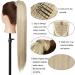 23" Long Straight Wrap Around Ponytail Clip in Hair Extensions One Piece Hairpiece Magic Tape in Pony Tail Extension for Women Bleach Blonde - Buy Online on GoSupps.com