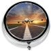 Airport Print Mini Round Pill Box - Portable 3 Compartment Organizer for Travel Home & Office - Buy Online on GoSupps.com