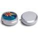 Round Tropical Leaves Pill Box | 3 Compartment Decorative Metal Organizer | Portable Tribal Design - Buy Online on GoSupps.com