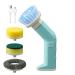 Compact Handheld Scrubber Cordless Scrubbers Waterproof Electric Cleaning Brushes with 2 Adjustable Speed Power Cleaning Scrubber with 4 Replaceable Heads Cordless Scrubbers for Kitchen Blue