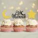 6 Pcs Eid Mubarak Cupcake Toppers Gold Black Glitter Moon Star Eid Mubarak Cupcake Toppers Eid Cake Toppers Eid Cupcake Charms Eid Cake Decorations UK.