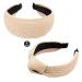 ZOSTLAND Braid Straw Wide Headbands Knot Turban Soft Elastic Headwear Sweet Styling Tools Hair Hoop for Women and Girls (2pcs Beige)