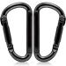 Caribeener Carabiner Clip, 860lbs, 3" Iron Heavy Duty Carabiner, D Shape Buckle - Keychains, Camping, Hiking Accessories, Carabiners for Locking Dog Leash, Harness, Yoga Swing, Gym etc, Black, 2 PCS