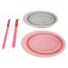 Foldable Angled Eyebrow Hairline Brush Cleaner with Portable Makeup Brush Cleaning Bowl Silicone Multifunctional Mat for Residue Oil and Dirt Removal