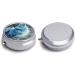 Round Blue Fox Print Pill Box - 3 Compartment Decorative Metal Organizer - Portable Pocket Medicine Case - Buy Online on GoSupps.com