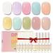 OPUIU 10 Pcs Pastel Jelly Gel Nail Polish Set Pink Icy Transparent Nude Gel Polish Kit Summer Translucent Sheer Shellac Nail Polish UV LED Soak Off Home DIY