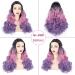 Ombre Long Wavy Synthetic Wig - Black to Pink & Purple for Cosplay & Daily Wear - Buy Online on GoSupps.com