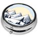 White Snowy Mountains Round Pill Box Organizer - 3 Compartment Portable Travel Pill Case - Buy Online on GoSupps.com