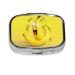 Yellow Banana Printing 2 Compartment Small Pill Case Cute Small Pill Box Purse Pill Boxs Travel Pill Organizer for Pocket Purse and Travel Gifts