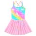 Nidoul Kid Girls Gymnastics Skirted Leotards Ballet Dance Dress Unicorn Rainbow Tutu Camisole Skirt Pink 5-6 Years