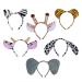 6 Pieces Animal Ears Headbands Soft Plush Hair Hoops Elastic Hair Bands for Adult and Children's Parties and Holiday Decorations