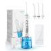 Cordless Water Flosser Teeth Cleaner, Nicefeel 300ML 2 Tip Cases Portable and USB Rechargeable Oral Irrigator for Travel, IPX7 Waterproof, 3-Mode Water Flossing with 4 Jet Tips for Home White