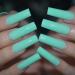 Mint Green Solid Color Press On Nails Extra Long Square Glossy Acrylic Nails for Women Prom Party 24pcs