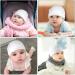 Aolso Newborn Baby Hats Mittens Set - 2pc Baby Caps & 2 Pairs Gloves | White Infant Cotton Set for 0-6 Months - Buy Online on GoSupps.com