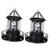 2pcs Solar Rotating Light Outdoor Lighthouse Exterior Solar Powered Lights Retro Decor Towers Statue Lights Rotating Landscape Light Solar Lighthouse Yard Solar Lighthouse Lantern (Black)