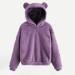 Women's Plus Size Fleece Cat Ear Hooded Top - Purple - Medium | Cozy Fashion Hooded Pullover for Autumn - Buy Online on GoSupps.com