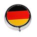 Germany Flag Portable Metal Pill Box Round Mini 3-Compartment Plastic Insert hinged Fastening Design Suitable for Small Pills Must-Have for Travel