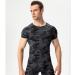 Men's Short Sleeve Compression Shirt - Cool Dry Workout T-Shirt for Gym and Running - Camo Black, Small - Buy Online on GoSupps.com