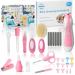 30 in 1 Baby Grooming Kit  Divava Baby Healthcare Set and Safety Electric Nail Trimmer Set Newborn Care Kits Baby Hair Brush and Comb Set for Nursing Newborns Baby Toddler-Pink Upgraded Pink