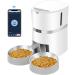 Smart Cat Feeder, WellToBe Automatic Cat Feeder WiFi Enable Pet Dog Food Dispenser App Control for Cat & Dog with Two-Way Splitter and Two Bowls, Voice Recorder Distribution Alarms, Portion Control white