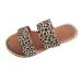 XTZYGLFD Women's Fashion Summer Leopard Print Wide Strap Casual Flat Sandals Summer Sexy Sandals for Women Brown 4.5 UK Wide