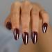 Press On Nails Almond Medium Chrome Burgundy Red 30pcs OIFEN Fake Nails Glossy 15 Sizes Reusable with Nail Glue (Mahogany) Mahogany 0.03 Fl Oz (Pack of 30)