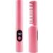 Hair Straightener Comb - Portable 4000mAh Electric Straightening Brush with Display 3 Temperature Settings Anti-Scald - Pink Color - Buy Online on GoSupps.com