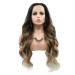 Xingyu Natural Hairline 2# Dark Brown Roots to Brown/Blonde Synthetic Hair Body Wave Type Type Handmade Lace Front Wigs for Women Holiday Party WITH Hair Tips 26 "