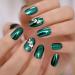 UrtjSDG Dark Green Reflective Mirror Artificial Nails - Metallic Oval Acrylic Tips with Free Glue & 3D Blade Design - International Shipping Available - Buy Online on GoSupps.com