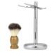 Shaving brush badger hair set professional stainless steel beard stand cleaning holder