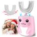 Kids Toothbrush Electric U Shaped Ultrasonic Automatic Toothbrush with 2 Brush Heads  Six Cleaning Modes  IPX7 Waterproof Rechargeable Powered Toothbrushes for Child Birthday Gift Pink