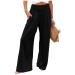 longantii High Waisted Pants for Women Trousers Casual Loose High Waist Cotton Linen Wide Leg Long Pants with Pocket Black 3X-Large