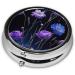 Purple Flower Round Pill Box - 3 Compartment Mini Portable Travel Medicine Organizer for Vitamins & Tablets - Buy Online on GoSupps.com