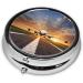 Airport Print Mini Round Pill Box - Portable 3 Compartment Organizer for Travel Home & Office - Buy Online on GoSupps.com