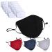 Four Washable 100% COTTON Face Masks Reusable with 10 Filters Ear Loop Covering Protection Mouth Cover Mask Colour: Black Maroon Grey & Blue (4 Mask + 10 Filters)