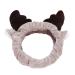 Lovely Reindeer Shape Makeup Headband Lint Hair Loop Elastic Cute Hair Band With Horns for Shower Make Up Christmas Cosplay (Khaki)