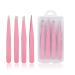 Tirdkid Tweezers Set 4-piece, Professional Stainless Steel Tweezers, Precision Tweezers for Eyebrows, Facial Hair, Ingrown Hair, Splinter, Blackhead and Tick Remover (PINK)