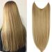 OMGREAT Halo Hair Extensions Invisible Secret Wire Hidden Crown Hair Extensions One Piece Straight Hidden Hair Extension Synthetic Hairpieces for Women 22 inch Ash Blonde Mix Bleach Blonde 22Inch&Straight Ash Blonde Mix Bleach Blonde #2