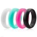 ThunderFit Silicone Rings Wedding Bands for Women - Width 5.6mm - Thickness 2mm 7.5 - 8 (18.20mm) Teal, Pink, Black, White